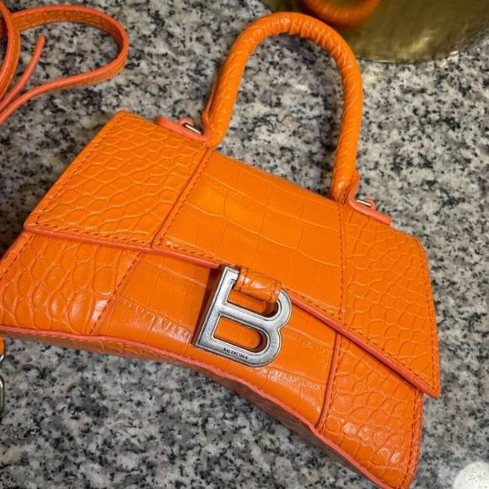 Orange Croc-Embossed Bag